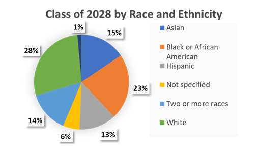 PharmD Class of 2028 by Race Ethnicity Graph