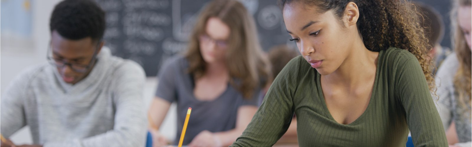 High school student in classroom