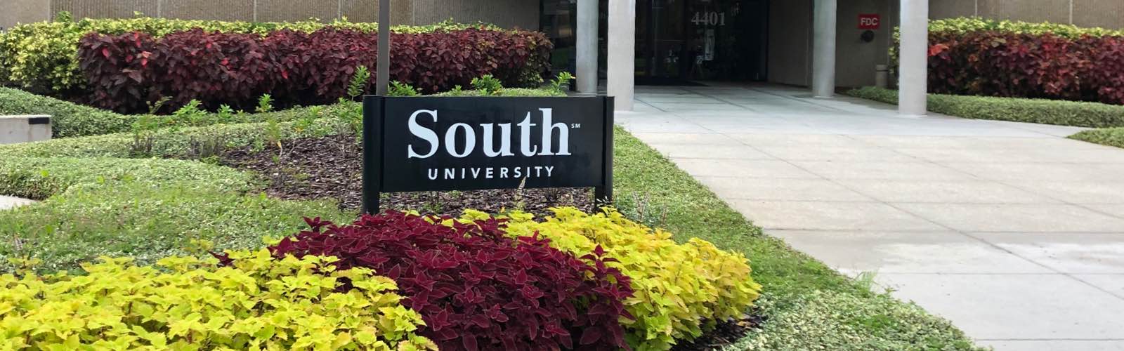 South University sign in front of building