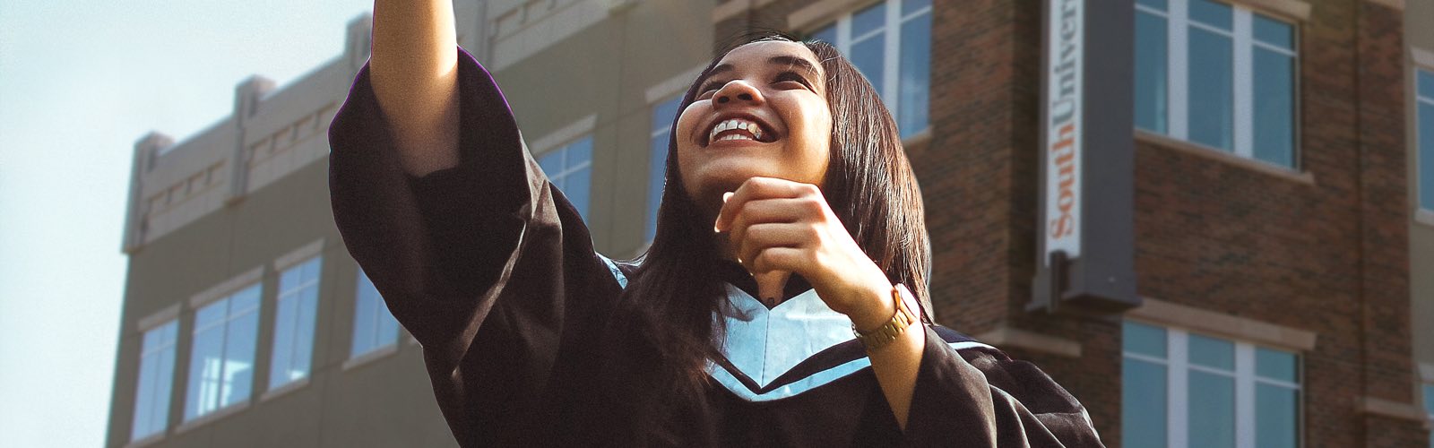 Woman celebrating graduation